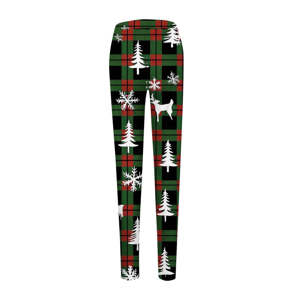 Women's Pants Christmas Printed Stretchy Soft Bottoms Casual Home Sleeping Pants