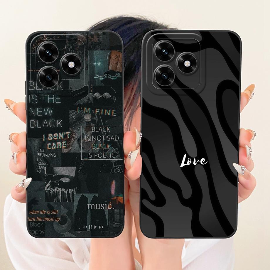 Phone Case For Honor X5C Plus 2025 New Fashion Black Cat Cartoon Dragon Animals Pattern Bumper Honor X5C Soft Liquid Silicone