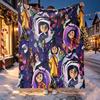 Coraline Pattern Blanket for Home Decoration, Bed, Sofa, Car Travel, Camping, Suitable for All Seasons, Birthday Christmas Gift