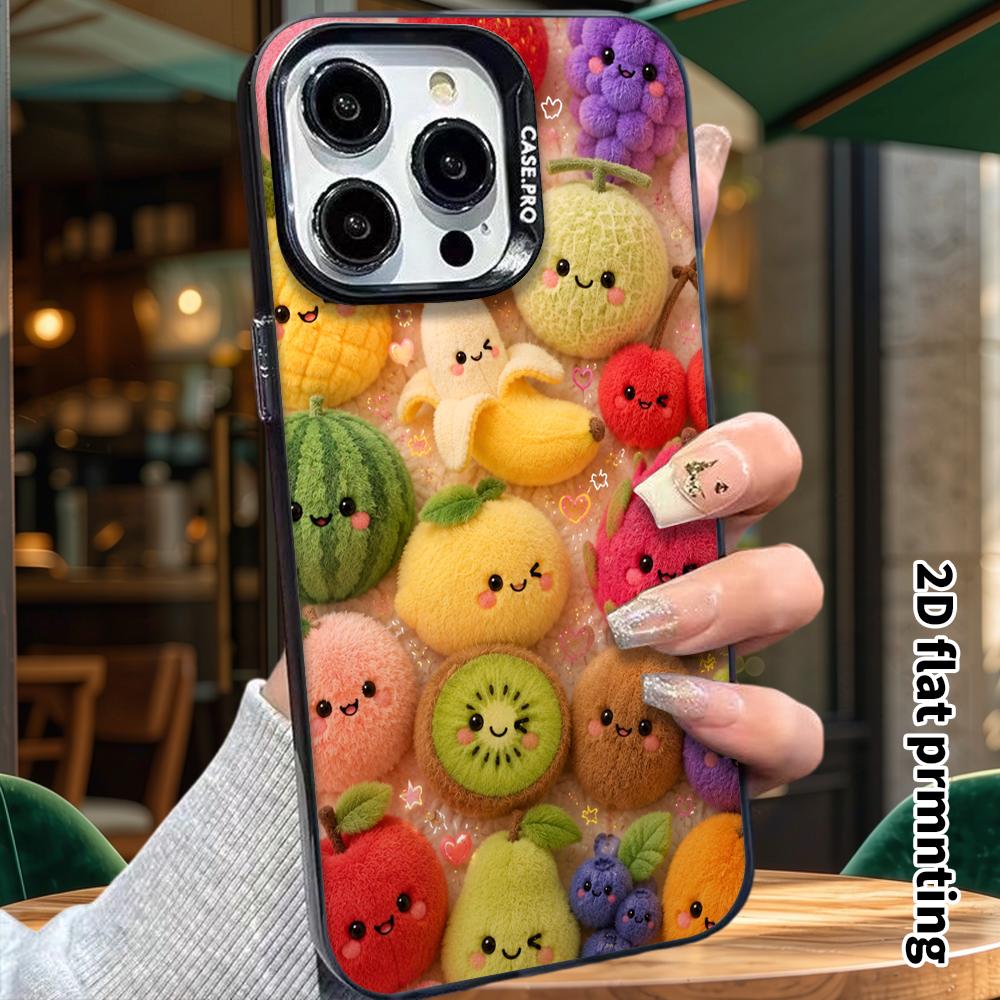 Чехол для телефона: 2D плоский, подходит для защитного чехла iPhone 18 17 16 15 14 13 12 Pro, семейство фруктов, идеальный рождественский и хэллоуинский подарок