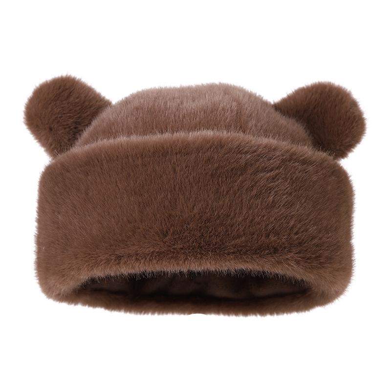 7-15 Years Old Kids Thick Soft Warm Thermal Daily Use Party Travel Bear Ear Faux Fur Beanie Hat