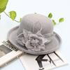 Autumn and winter three-dimensional feather flower woolen hat women's elegant basin hat bucket hat crimped fashion hat