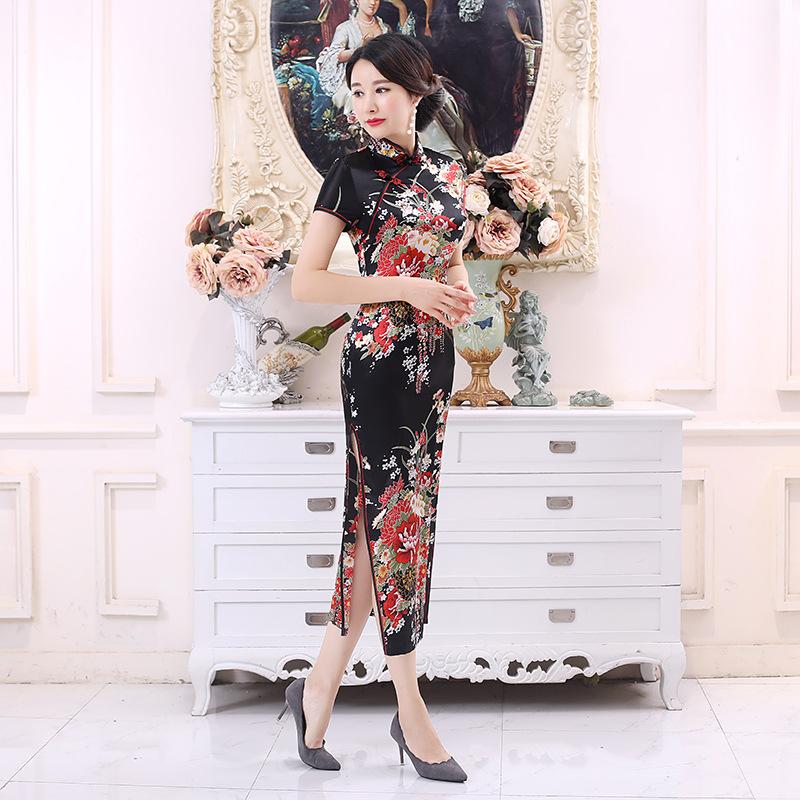 Spring and summer new Chinese style ethnic improvement long cheongsam high definition digital printing cheongsam skirt women's clothing