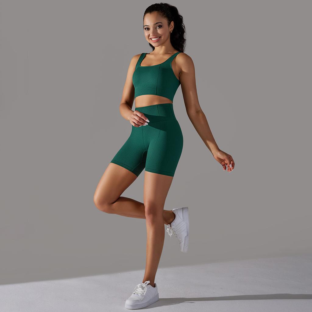 Nessaj Женская спортивная одежда без рукавов для бега на животе, короткие шорты для фитнеса, бесшовный комплект для йоги с высокой талией
