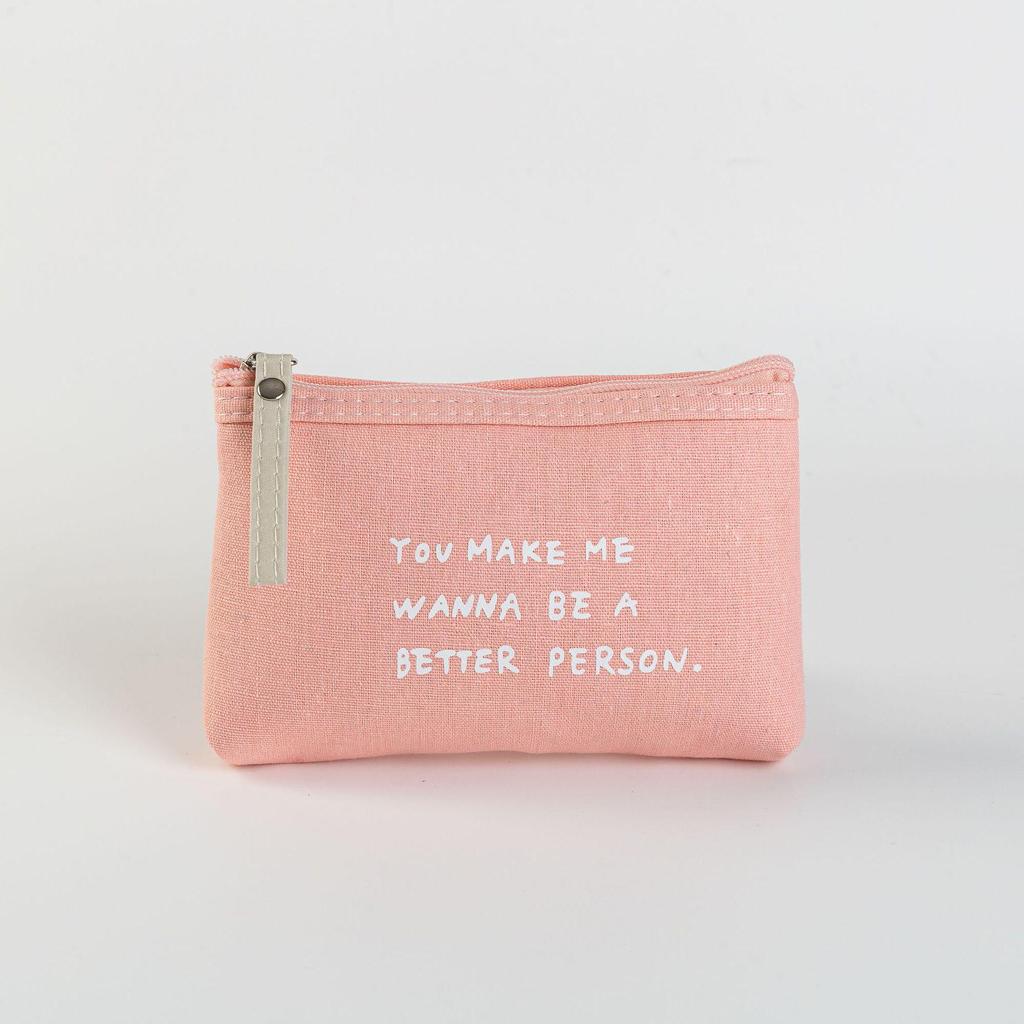 Multipurpose Canvas Organizer: Card Holder, Key & Phone Pouch, Toiletry Bag, Makeup Organizer, Letter Fabric Zipper Coin Purse