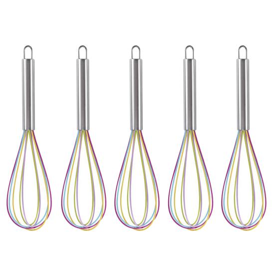 1/5 шт. силиконовый венчик с ручкой из нержавеющей стали для мытья в посудомоечной машине эргономичный дизайн с подвесным отверстием для взбивания яиц