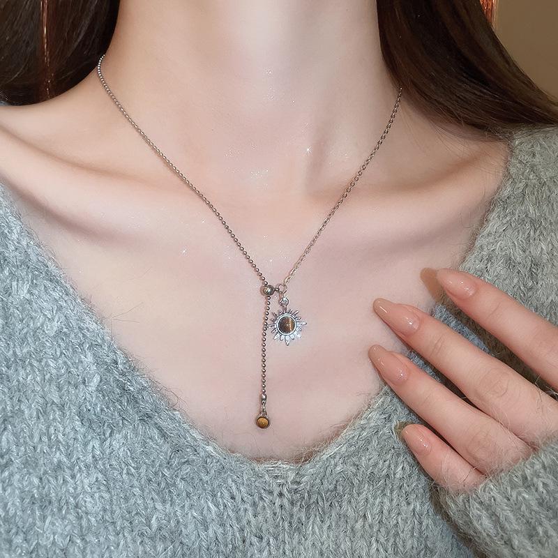 Овальное колье Maillard Тигровый глаз для женщин - Легкая роскошь Осень/Зима Цепочка на ключицу Модная Высококачественная Бижутерия