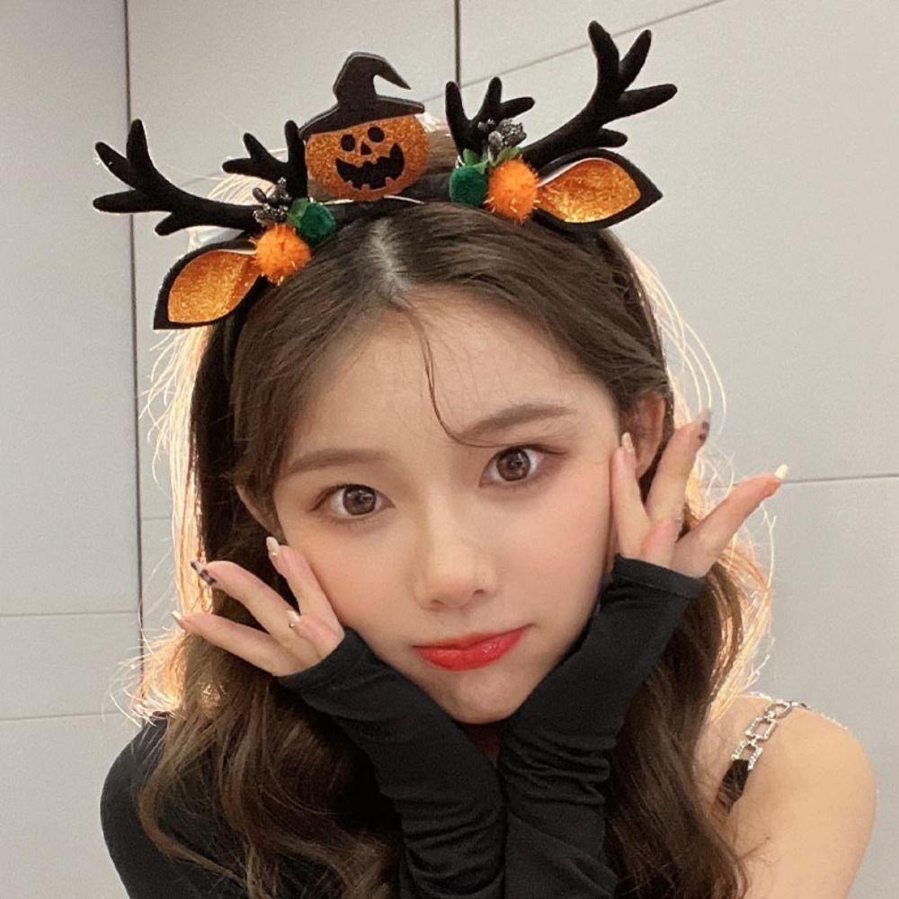 Bow Plush Ball Spider Bat Women Hair Hoops Elk Antler Korean Style Hairbands Halloween Headbands