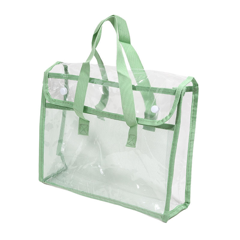 PVC Self-Adhesive File Bag Large Capacity Transparent Waterproof Handheld Folder Portable Expandable File Storage Bag