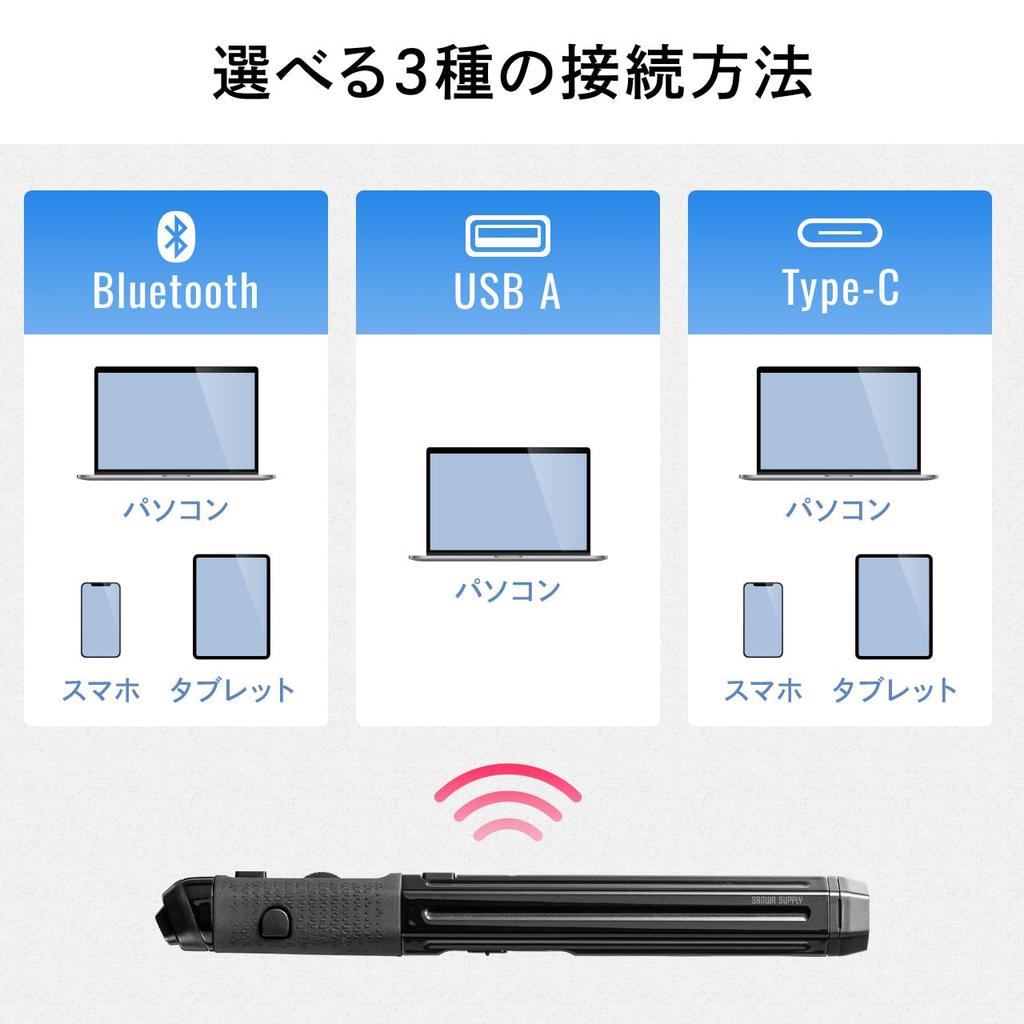 Беспроводная ручка-мышь Sanwa Direct, совместимая с и с хранением, подключение Bluetooth/USB-A/USB-C, Windows, Mac, iPadOS, Android, перезаряжаемая,