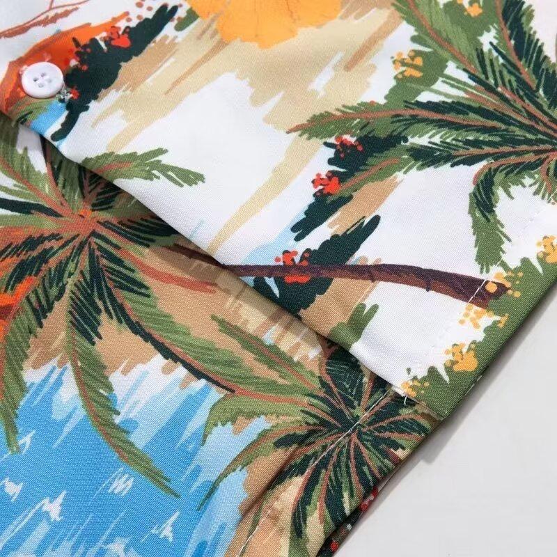 Мужская рубашка в стиле ретро, ​​мужской летний наряд, студенческий свободный крой, нишевый дизайн, повседневный мужской топ, верхняя одежда, пляжный топ