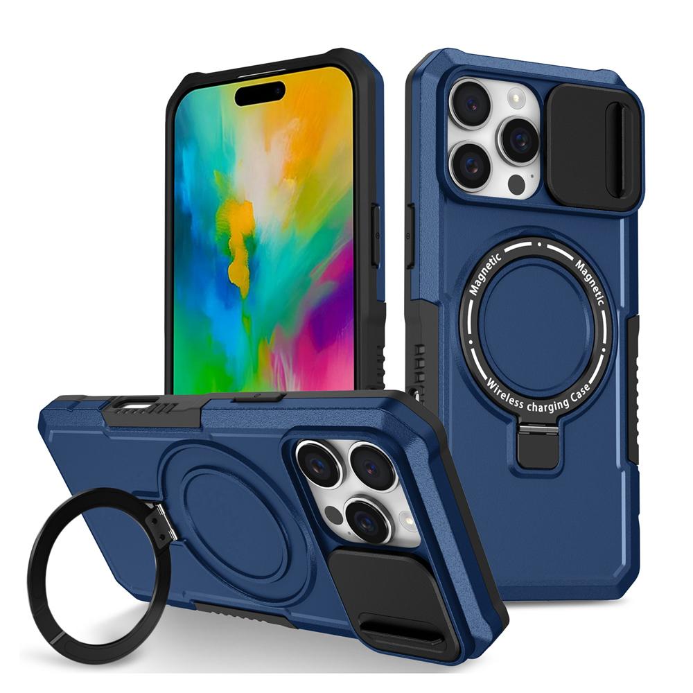 KEYSION Чехол-подставка с магнитным кольцом для MagSafe для iPhone 16 Pro Max Slide Camera Protection Противоударный чехол для телефона iPhone 16