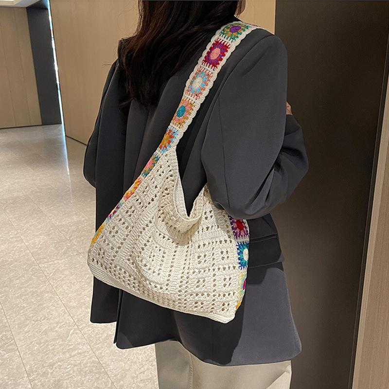 Yogodlns Винтажная полая тканая женская сумка через плечо, вязаные сумки, большая вместимость, сумки-тоут для женщин, пляжный дорожный кошелек для покупок