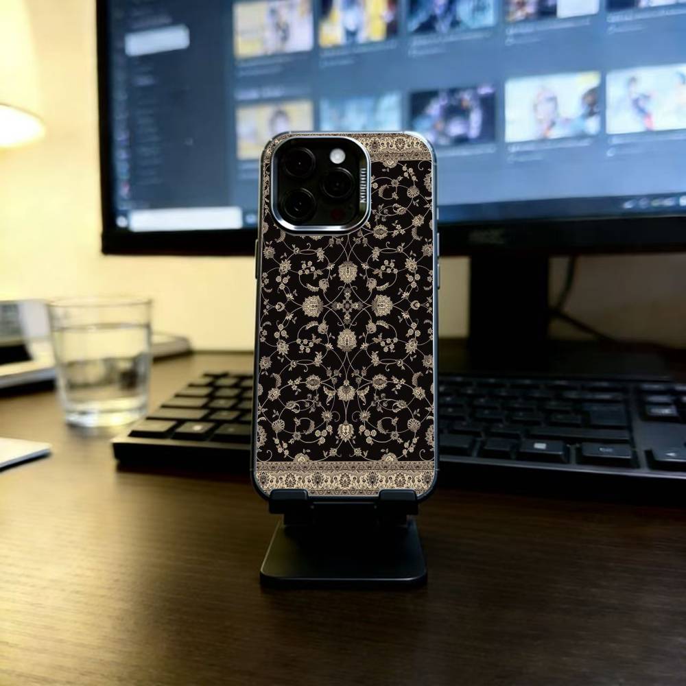 Персидский Ковер Цветочный Узор Арабский Чехол для Телефона Для iPhone 17,16,15,14,13,12,11 Plus,Pro Max,XS,Цветной Посеребренный Внутренний Чехол