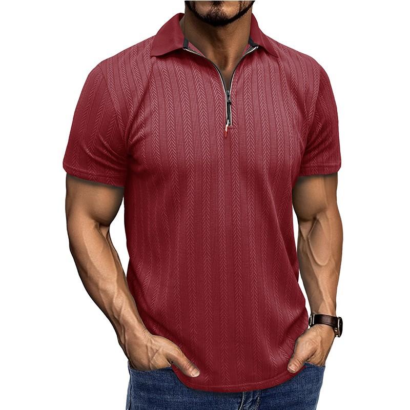 Men's Short Sleeved Knitted T-shirt Top With Round Neck Ribbed Pullover