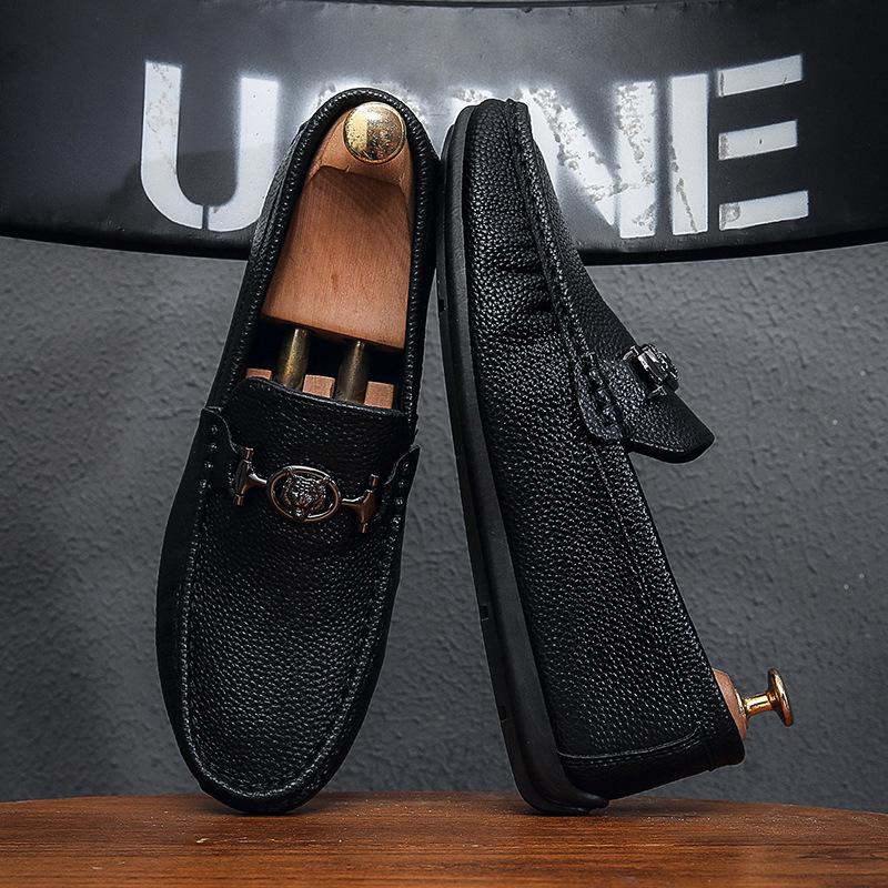 Осенняя обувь Doudou с одной педалью, мужская, корейская версия, универсальная, британская, повседневная, кожаная, мужская, модная обувь может быть