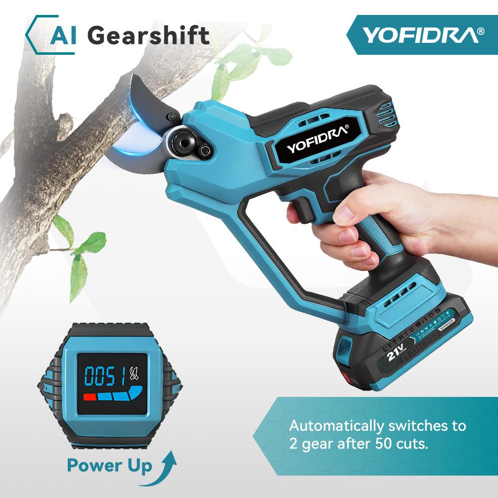 Yofidra 60 мм AI Управление передачами Бесщеточный электрический секатор Аккумуляторный для обрезки деревьев бонсай Электрические ножницы для аккумулятора Makita 21V