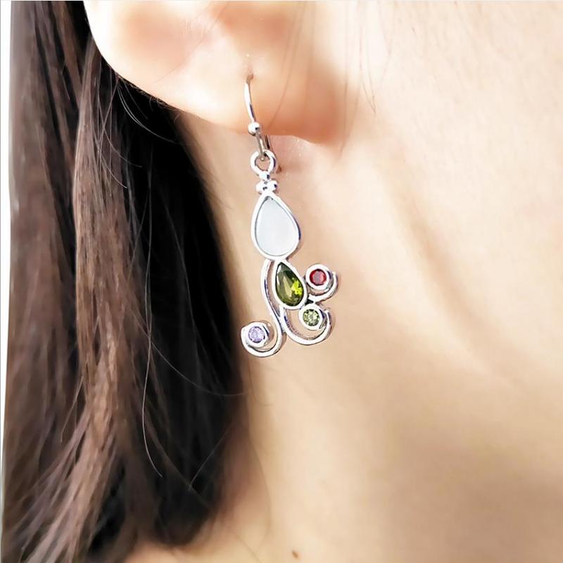 Очаровательные серьги из стерлингового серебра 925 пробы для женщин, аксессуары, винтажные серьги с каплями воды и кристаллами, зеленые серьги-капли для девочек, ювелирные изделия