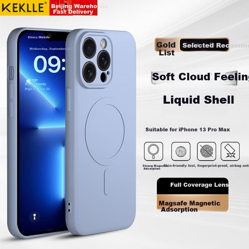 Magnetic Adsorption Phone Case for iPhone 13 Pro Max, 13 Pro Max Protective Case Silicone Magnetic Adsorption Full Coverage Soft Lavende