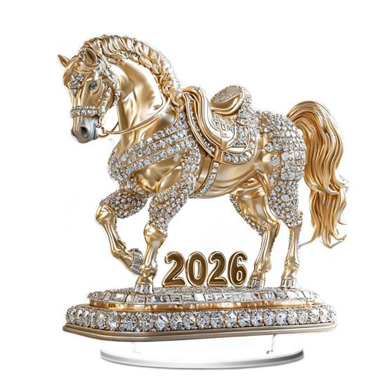 Acrylic Horse Ornament 2D Flat Horse Tabletop Decoration Collectible Colorful Horse Centerpiece for Year of The Horse New Year Living Room Decor