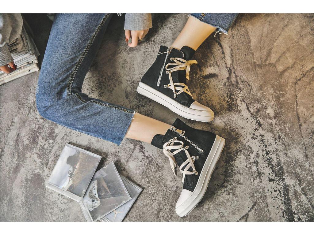 Spring 24 Pentagram Thick-Soled Canvas Sneakers: Stylish Unisex Hip-Hop High-Tops for Street Fashion