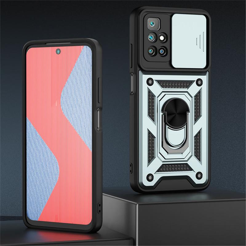 Чехол для телефона с выдвижной камерой для Xiaomi Redmi Note 11 10 9 Pro 11S 10S 10C 9T 9AT 9C Poco X3 NFC M3 M4 Pro, противоударный бронированный чехол-кольцо военного класса