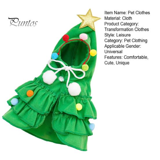 Рождественский наряд для питомца, красно-зеленый плащ для питомца со звездой и помпонами, накидка для щенка, костюм эльфа на рождественскую елку, праздничный наряд для кошек и щенков