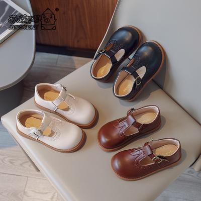 Детские винтажные кожаные туфли Мэри Джейн с Т-образным ремешком в британском стиле, возраст 21–30 лет, школьные туфли на плоской подошве для маленьких девочек