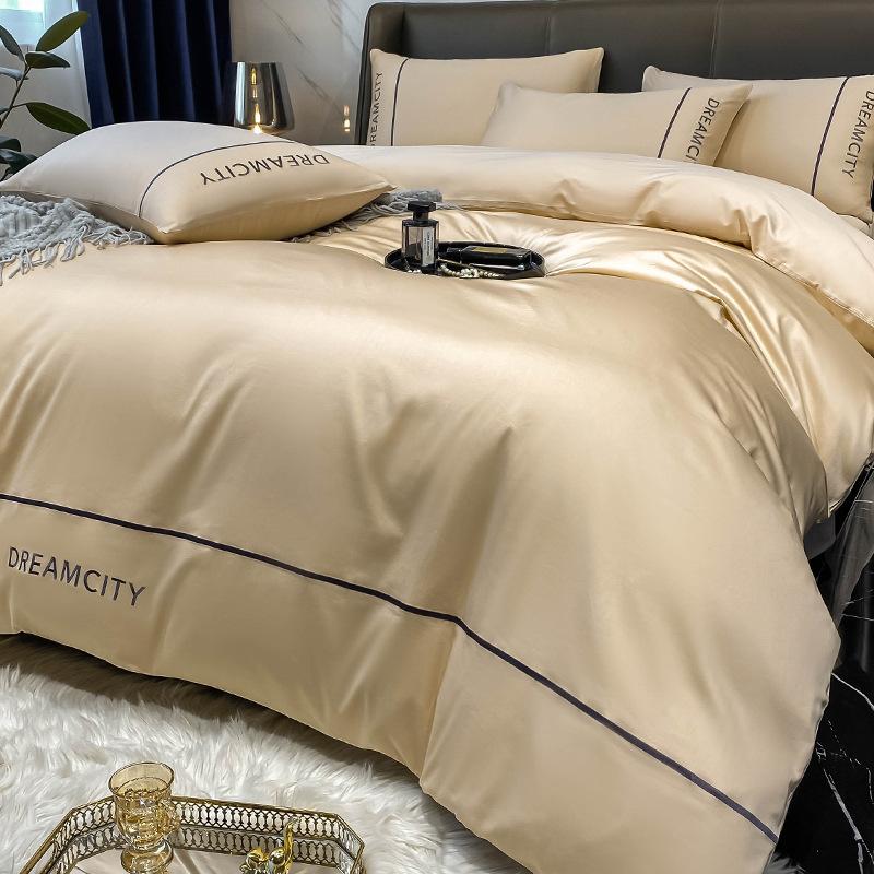 Легкий Люкс Класс А Материнский и Младенческий Хлопок Длинноволокнистый Хлопок Набор из Четырех Предметов Чистый Хлопок Вышитая Простыня Матрас Пододеяльник Постельное Белье