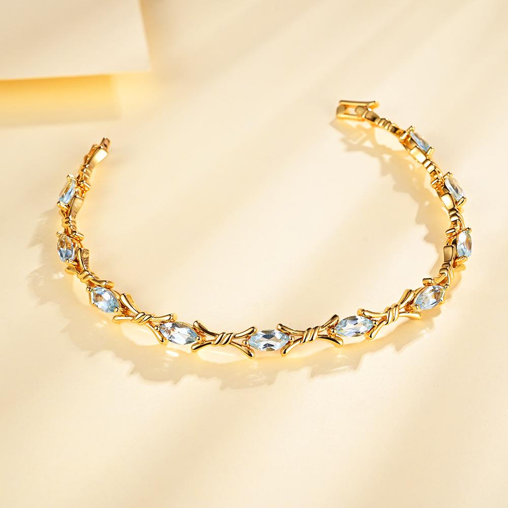 Новое поступление! Браслет из стерлингового серебра 925 пробы, натуральный небесно-голубой топаз, драгоценный камень mq4*8 мм, изысканные украшения для женщин, мамы, жены, хороший подарок