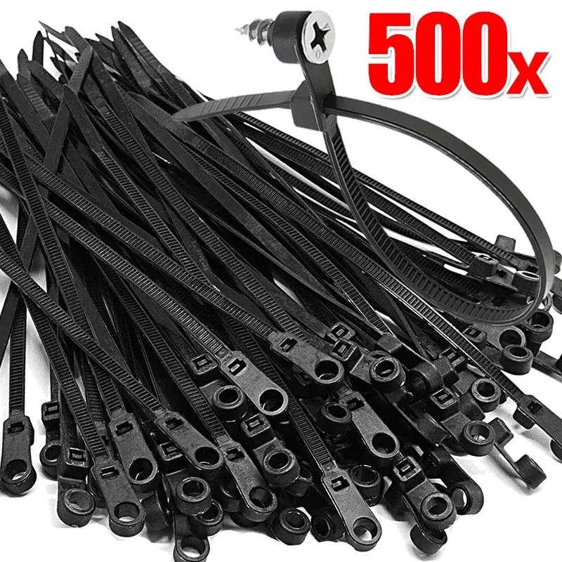 500/100 шт. Нейлоновые кабельные стяжки с отверстием для крепления винтом Самоблокирующиеся петли Обертки для фиксации пучков проводов Стяжки-молнии Крепежные ремешки для проводов