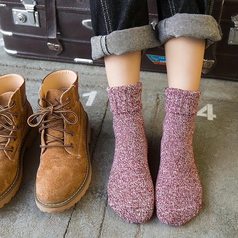 5 Pairs of Women'S Winter Thick Warm Socks, Breathable And Cold-Resistant, Comfortable Mid-Calf Socks for Autumn And Winter.