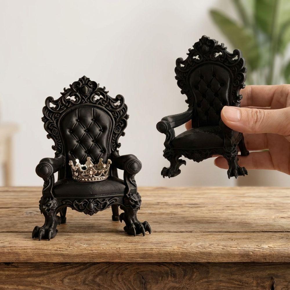 Dark Style Mini Gothic Throne Display Chair Vintage Dollhouse Seat Furniture Figure Collectors
