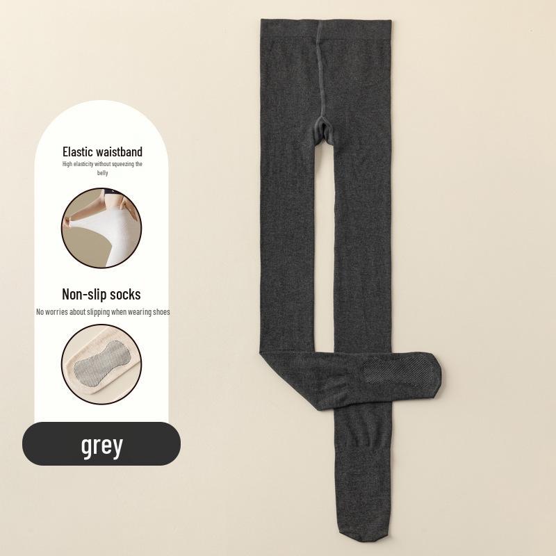 Женские серые колготки в вертикальную полоску - Не сползающие, с плюшевой подкладкой, плотные, теплые, с компрессионным эффектом для похудения для ношения весной, осенью и зимой.