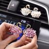 Swan Car Air Outlet Aromatherapy Pearl Rhinestone Car Cartoon Perfume Air Conditioner Decorative Incense Clip Cute Girl