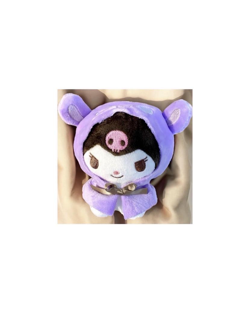 Dressed-up Mime plush toy with poncho, approximately 15cm, official cute merchandise (1, black purple)