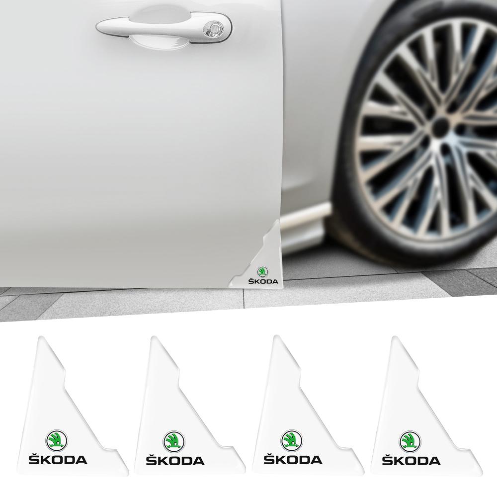 ADU1 2/4Pcs Transparent Car Door Corner Cover Anti Collision Protection Sticker For Skoda Yeti Fabia Octavia Superb Rapid Kamiq Karop