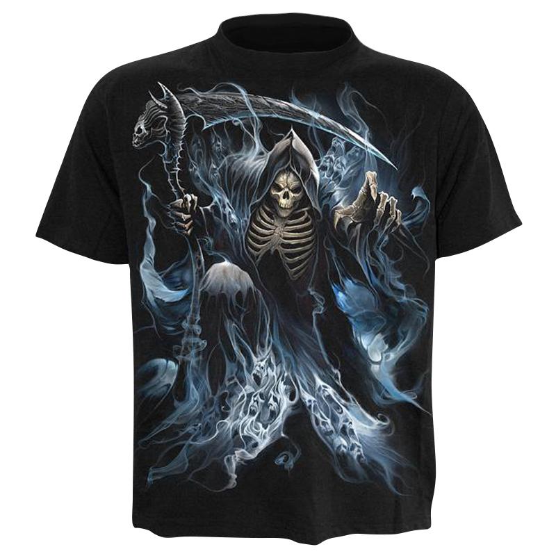 Men's Casual Skull 3D Printed T-shirt Summer Short Sleeve Punk Style Tops