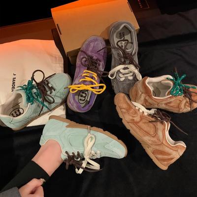 Бренд~ Весна 2024 новые ретро кроссовки кожаные дышащие контрастные цвета плоские спортивные туфли Forrest Gump женские