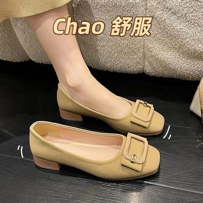 Обувь Doudou женская 2025 новая весенняя на мягкой подошве универсальная под юбку рабочая обувь на низком каблуке одинарная обувь