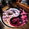 Yin Yang Dragon Printed Round Carpets for Home Living Room Rug Bedroom Decor Rug Non Slip Washable Flannel Floor Mat