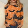 Women's Fashion Casual Halloween Printed Round Neck Long Sleeve Pullover Top