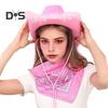 3 шт./компл. ковбойская шляпа, женская розовая фетровая шляпа в стиле вестерн, ковбойская шляпа с банданой, очки, аксессуары, головной убор