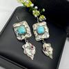 Square Turquoise Earrings Bohemian Retro Geometry Personalized Earring Accessories