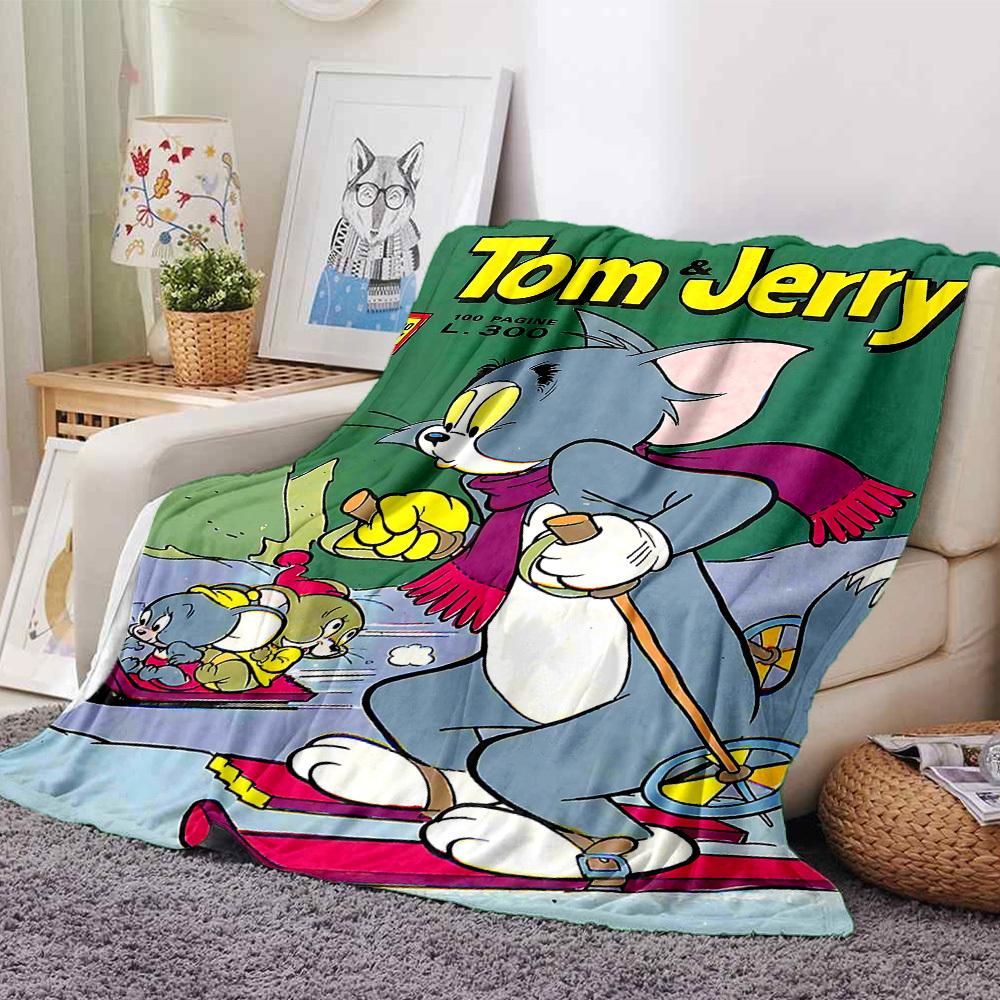 1pc Tom & Jerry Flannel Blanket Soft Warm Throw for Home, Office, Travel, All-Season Cozy Bedding GiftL1163