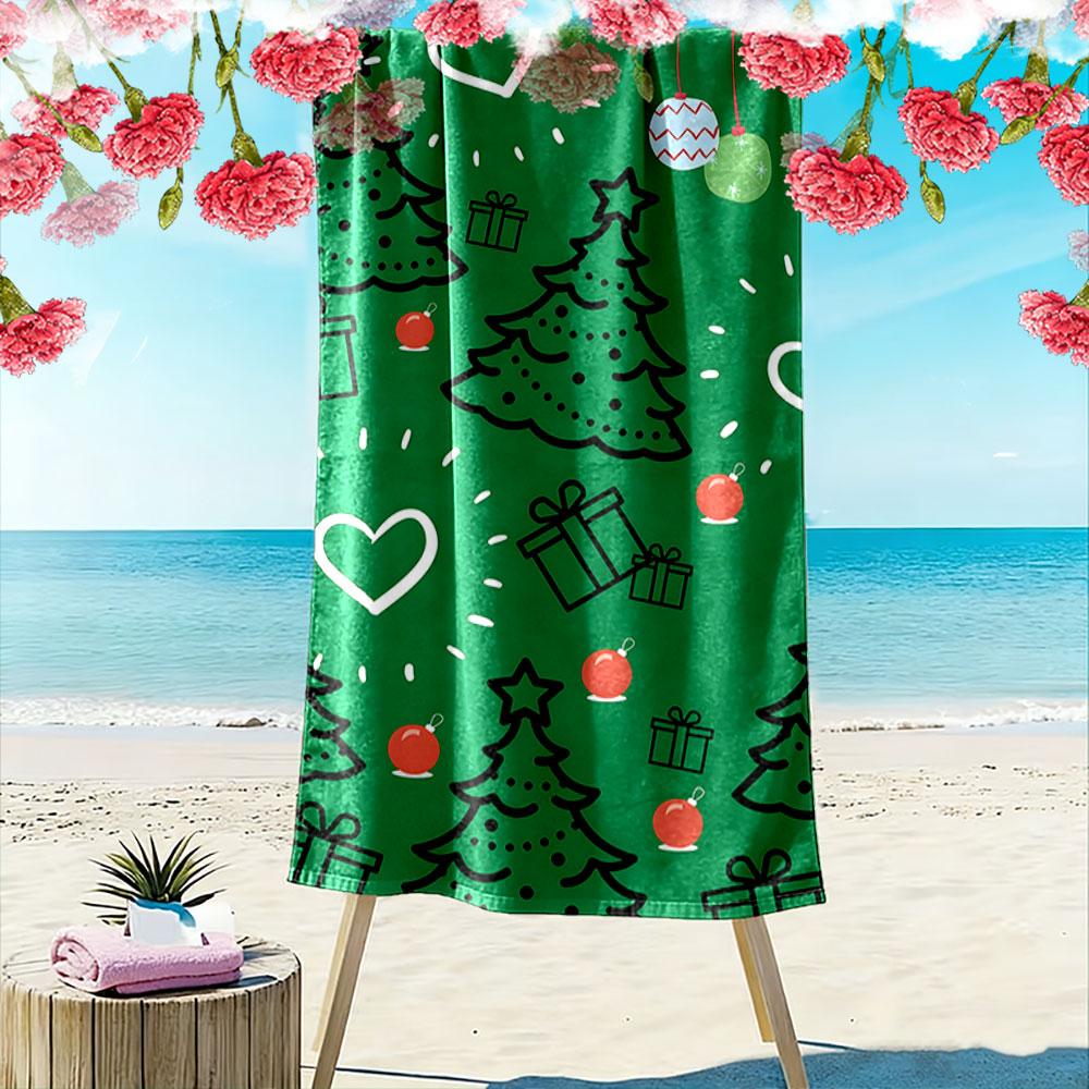 Festive forest charm Print beach towel, quick drying, suitable for travel, outdoor sports, jogging, the beach and swimming, gift