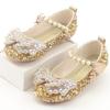Korean Style Rhinestone Big Bow Girl Princess Shoes Beaded Crystal Children's Shoes Soft Sole Leather Shoes