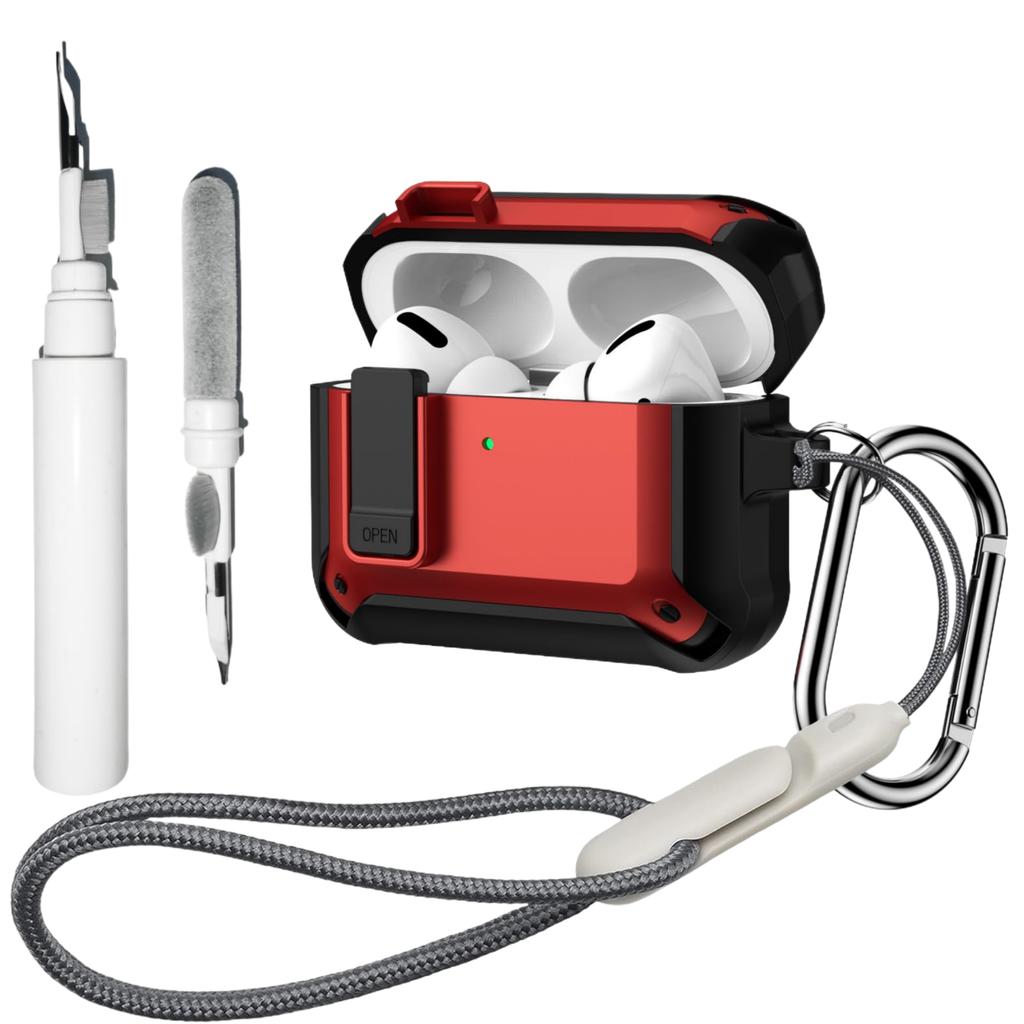 Чехол для Airpods Pro 3 (2025) Защитный чехол с надежным замком, полностью противоударный, с чистящим набором и шнурком для Apple AirPods Pro 3