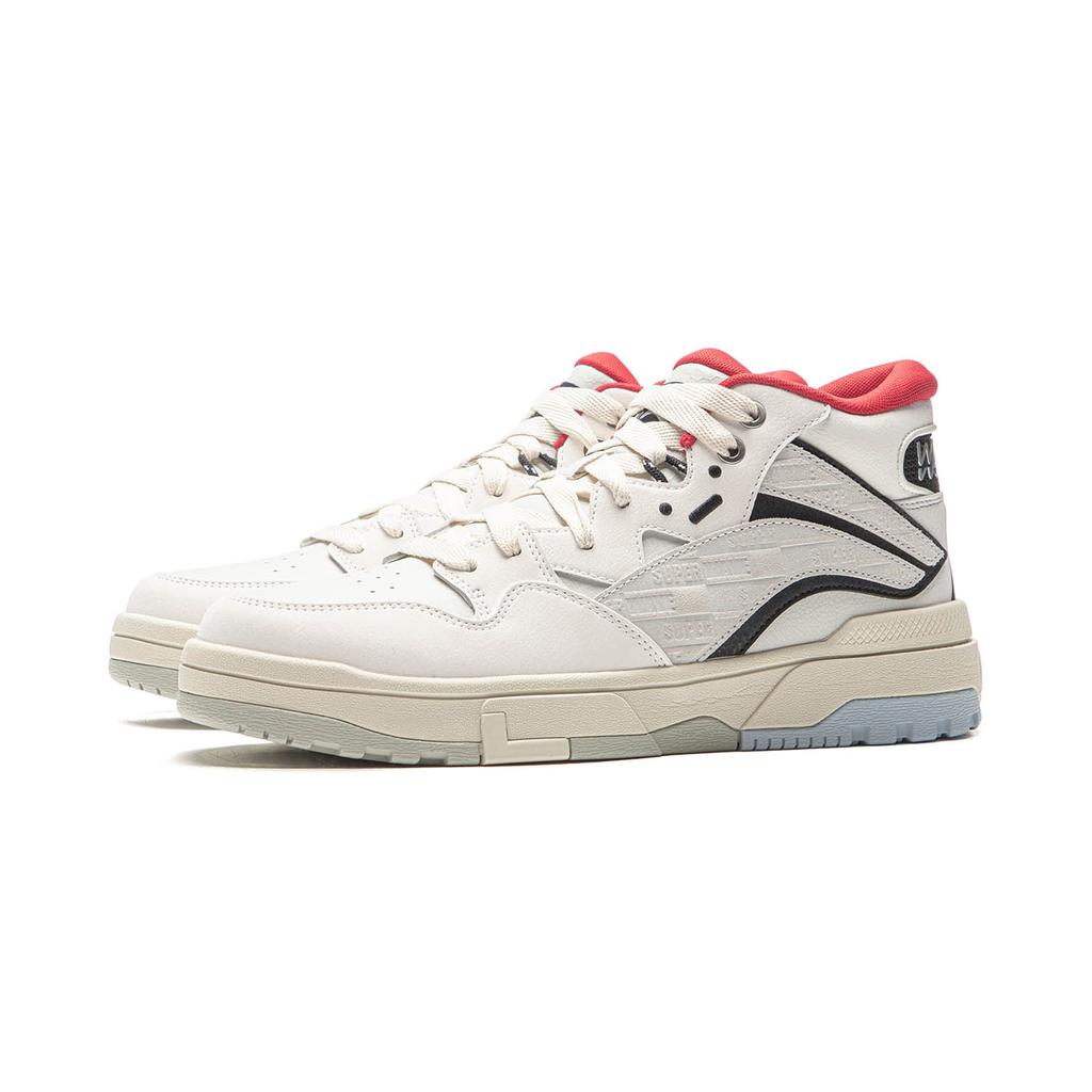 Li Ning Wave MID Abrasion Resistant, Lightweight, Balanced Mid top Skateboard Shoes Unisex White Gray AGCV265-1