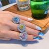 Кольцо с бриллиантами Sea Blue, женское, в форме сердца, с бриллиантами, желтое золото, бриллиантовое кольцо